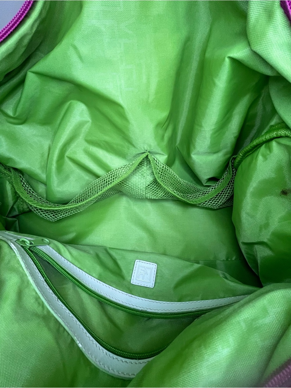 DVF Diane von Furstenberg Pink Lime Green Canvas Weekender Travel Duffel Bag - Picture 6 of 11